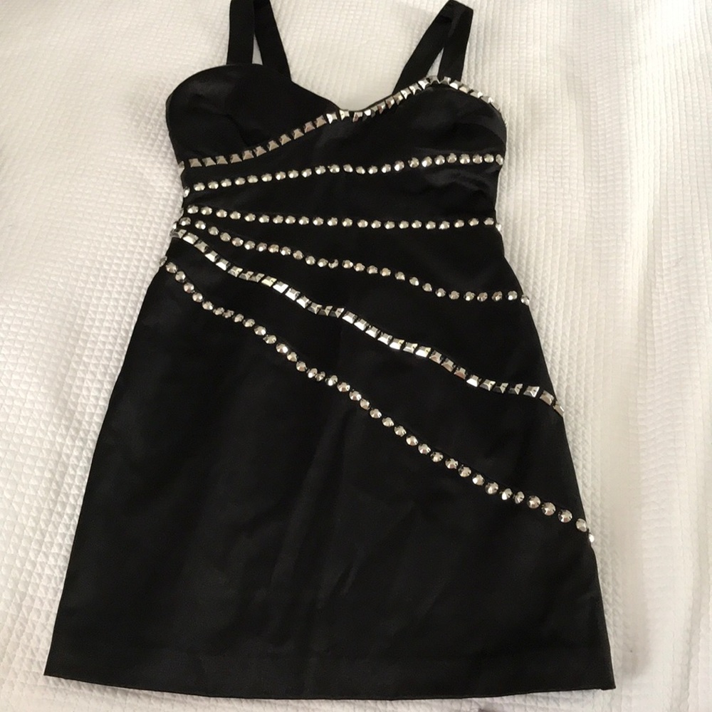 Bebe Mini Dress: Black & Silver